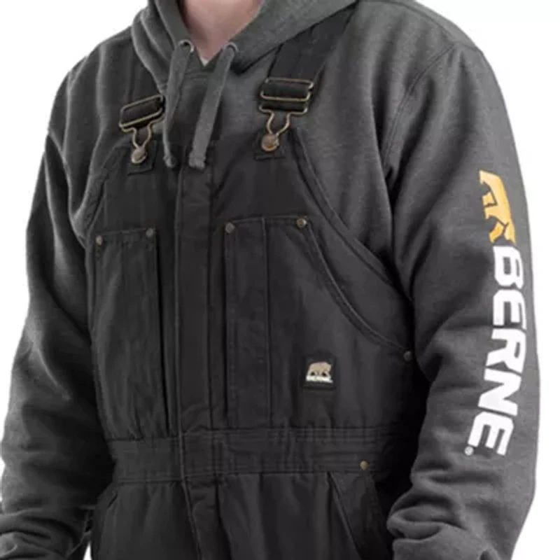 Berne Highland Washed Insulated Bibs Short Mens Workwear Overall