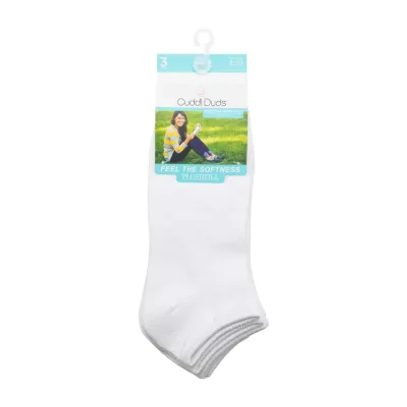 Cuddl Duds Solid Pique Womens Multi-Pack 3-pc. Low Cut Socks
