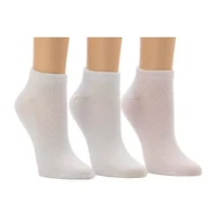 Cuddl Duds Solid Pique Womens Multi-Pack 3-pc. Low Cut Socks