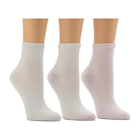 Cuddl Duds Vertical Texture Womens Multi-Pack 3 Pair Quarter Ankle Socks