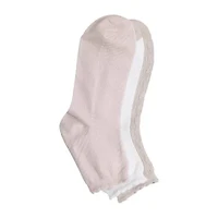 Cuddl Duds Scallop Welt Rib Womens Multi-Pack 3-pc. Quarter Ankle Socks