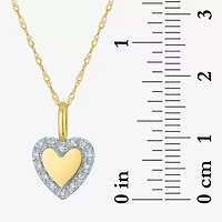 (G-H / I1-I2) Womens Diamond Accent Lab Grown White Diamond 10K Gold Heart 18 Inch Pendant Necklace