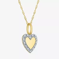 (G-H / I1-I2) Womens Diamond Accent Lab Grown White Diamond 10K Gold Heart 18 Inch Pendant Necklace