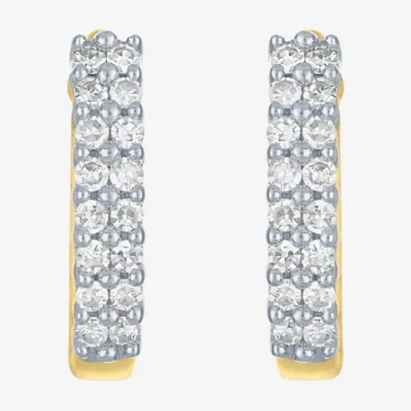 (G-H / I1-I2) Womens 1/3 CT. T.W. Lab Grown White Diamond 10K Gold 13.8mm Hoop Earrings