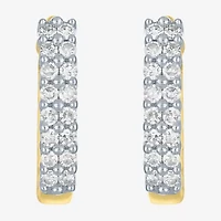 (G-H / I1-I2) Womens 1/3 CT. T.W. Lab Grown White Diamond 10K Gold 13.8mm Hoop Earrings