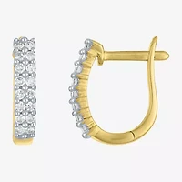 (G-H / I1-I2) Womens 1/3 CT. T.W. Lab Grown White Diamond 10K Gold 13.8mm Hoop Earrings