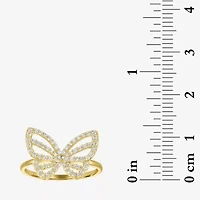 (G-H / I1-I2) Womens 1/3 CT. T.W. Lab Grown White Diamond 10K Gold Butterfly Cocktail Ring