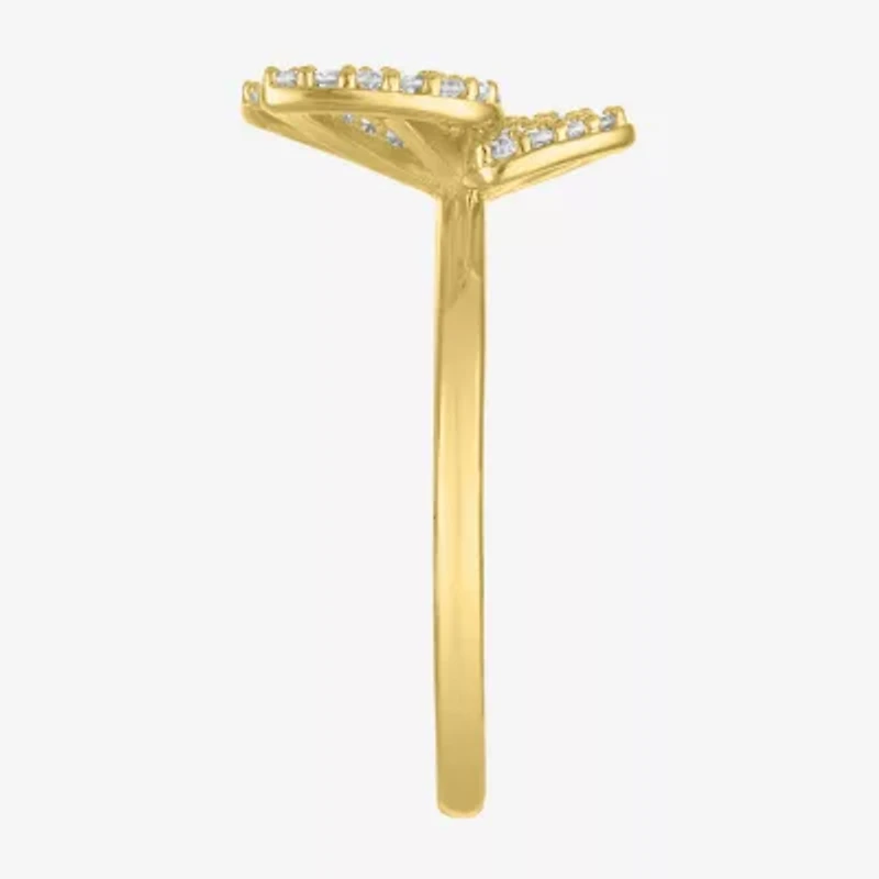 (G-H / I1-I2) Womens 1/3 CT. T.W. Lab Grown White Diamond 10K Gold Butterfly Cocktail Ring
