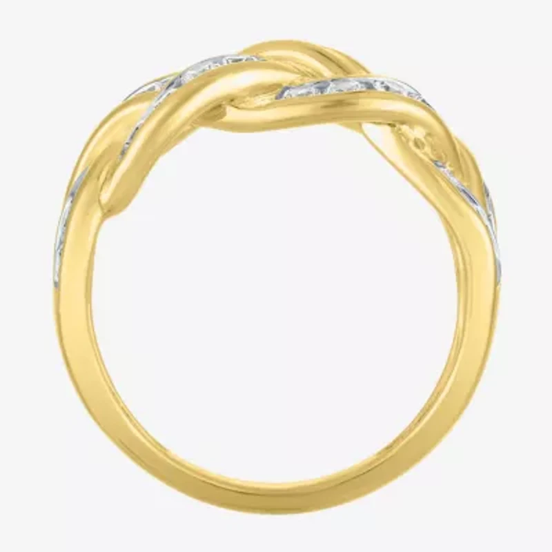 (G-H, I1-I2) Womens 1 CT. T.W. Lab Grown White Diamond 10K Gold Crossover Cocktail Ring