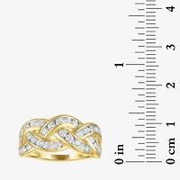 (G-H, I1-I2) Womens 1 CT. T.W. Lab Grown White Diamond 10K Gold Crossover Cocktail Ring