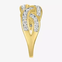 (G-H, I1-I2) Womens 1 CT. T.W. Lab Grown White Diamond 10K Gold Crossover Cocktail Ring