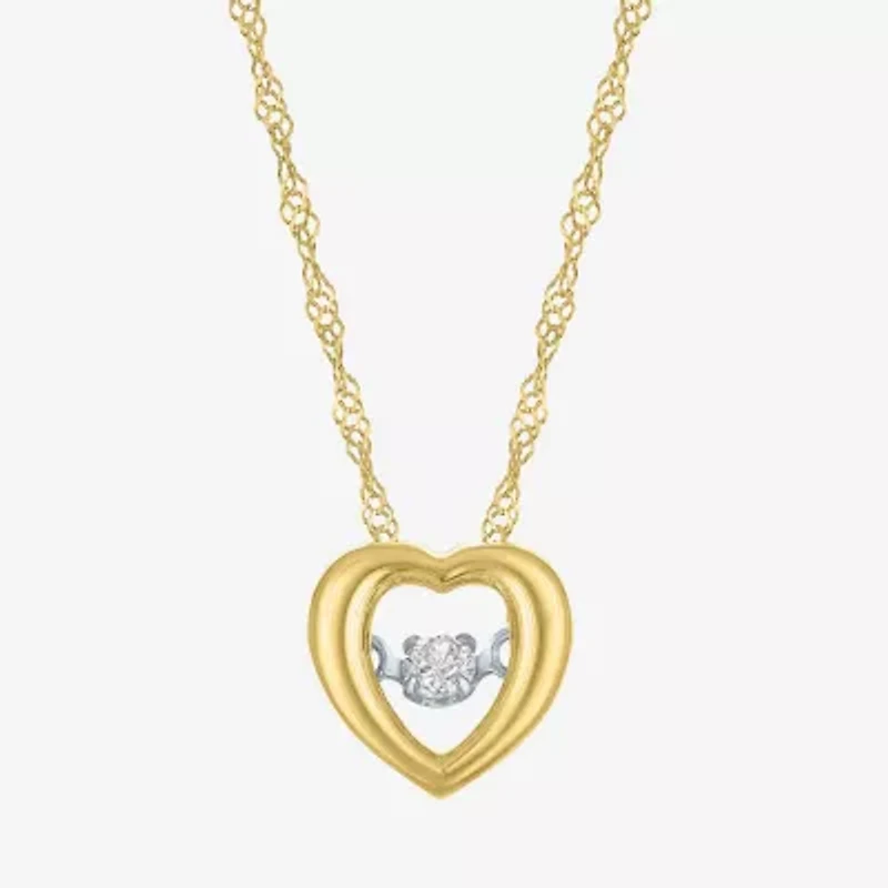 (G-H / I1-I2) Womens Diamond Accent Lab Grown White Diamond 10K Gold Heart 18 Inch Pendant Necklace