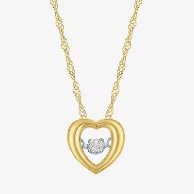 (G-H / I1-I2) Womens Diamond Accent Lab Grown White Diamond 10K Gold Heart 18 Inch Pendant Necklace