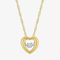 (G-H / I1-I2) Womens Diamond Accent Lab Grown White Diamond 10K Gold Heart 18 Inch Pendant Necklace