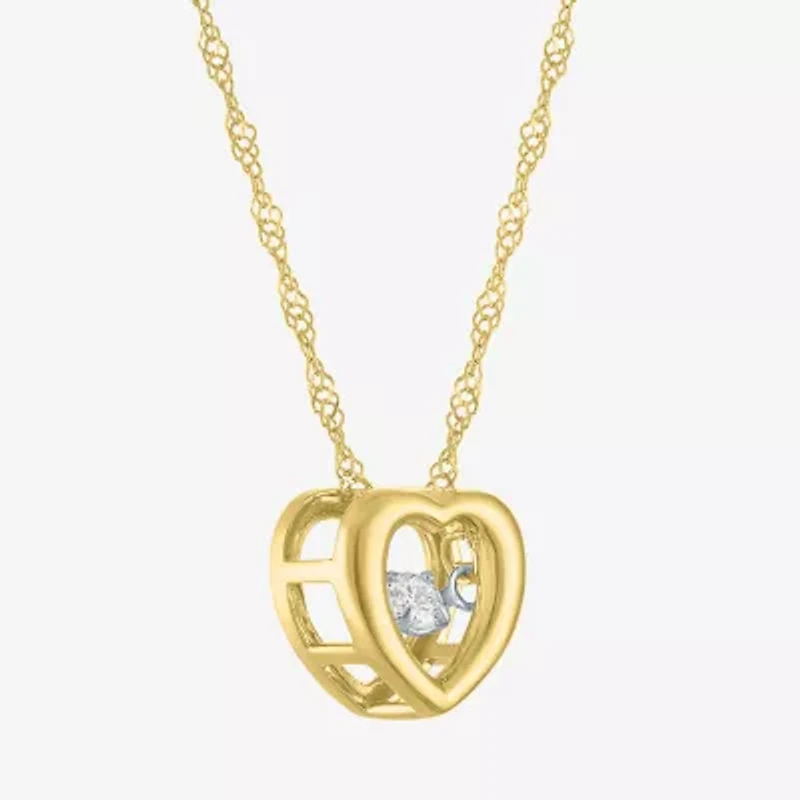 (G-H / I1-I2) Womens Diamond Accent Lab Grown White Diamond 10K Gold Heart 18 Inch Pendant Necklace
