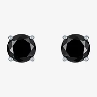 4 CT. T.W. Natural Black Diamond 14K White Gold 8mm Round Stud Earrings