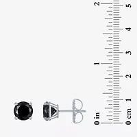 4 CT. T.W. Natural Black Diamond 14K White Gold 8mm Round Stud Earrings