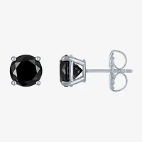 4 CT. T.W. Natural Black Diamond 14K White Gold 8mm Round Stud Earrings