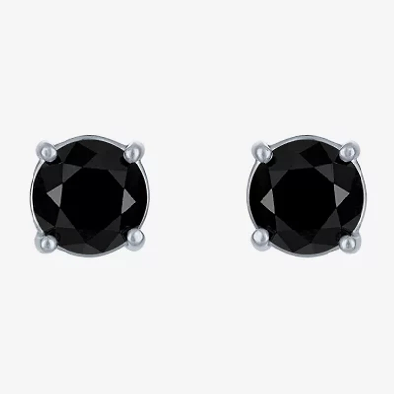 5 CT. T.W. Natural Black Diamond 14K White Gold 9mm Round Stud Earrings