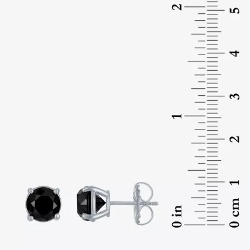 5 CT. T.W. Natural Black Diamond 14K White Gold 9mm Round Stud Earrings