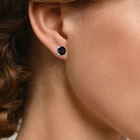 5 CT. T.W. Natural Black Diamond 14K White Gold 9mm Round Stud Earrings