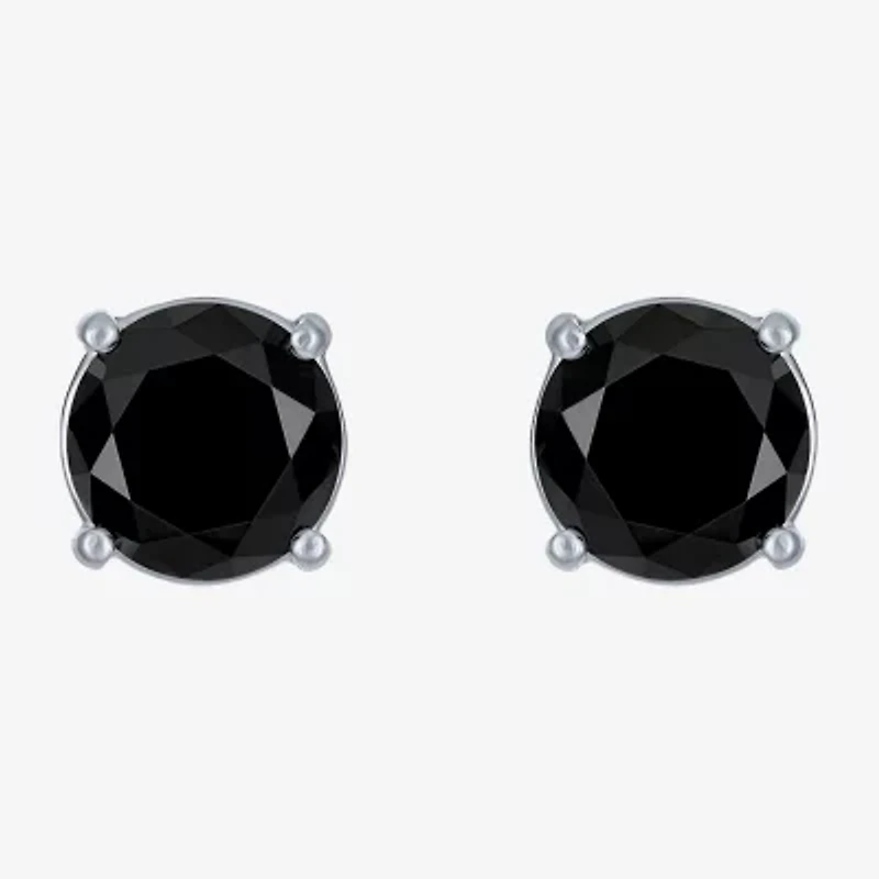 10 Ct.T.W. Natural Black Diamond 14K White Gold 11mm Round Stud Earrings