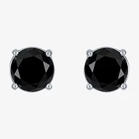 10 Ct.T.W. Natural Black Diamond 14K White Gold 11mm Round Stud Earrings