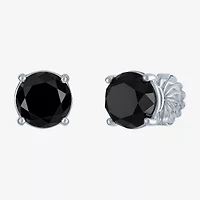 10 Ct.T.W. Natural Black Diamond 14K White Gold 11mm Round Stud Earrings