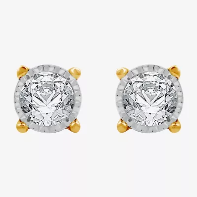 (G-H / Si1-Si2) 1 CT. T.W. Lab Grown White Diamond Sterling Silver or 14K Gold Over 8.7mm Round Stud Earrings