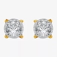 (G-H / Si1-Si2) 1 CT. T.W. Lab Grown White Diamond Sterling Silver or 14K Gold Over 8.7mm Round Stud Earrings