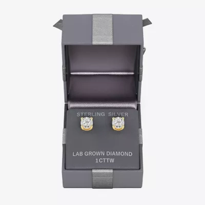 (G-H / Si1-Si2) 1 CT. T.W. Lab Grown White Diamond Sterling Silver or 14K Gold Over 8.7mm Round Stud Earrings
