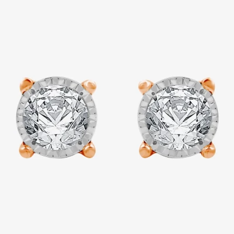 (G / Si1-Si2) 1 CT. T.W. Lab Grown White Diamond 14K Rose Gold Over Silver 8.7mm Round Stud Earrings