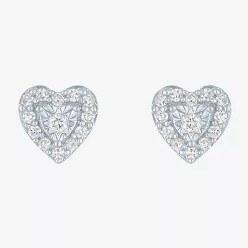 (G-H / I1-I2) 1/4 CT. T.W. Lab Grown White Diamond Sterling Silver Heart Stud Earrings