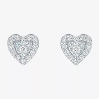 (G-H / I1-I2) 1/4 CT. T.W. Lab Grown White Diamond Sterling Silver Heart Stud Earrings