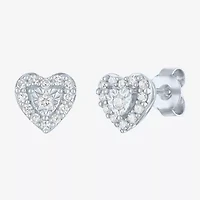 (G-H / I1-I2) 1/4 CT. T.W. Lab Grown White Diamond Sterling Silver Heart Stud Earrings