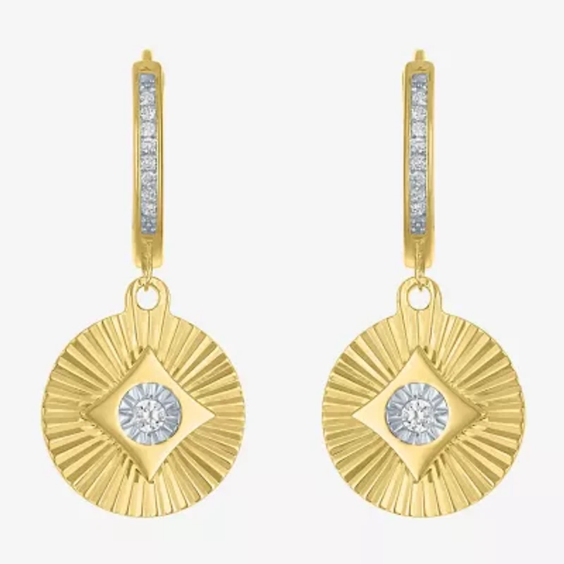Diamond Addiction (G-H / I1-I2) Womens 1/7 CT. T.W. Lab Grown White Diamond 14K Gold Over Silver Sterling Silver Round Drop Earrings
