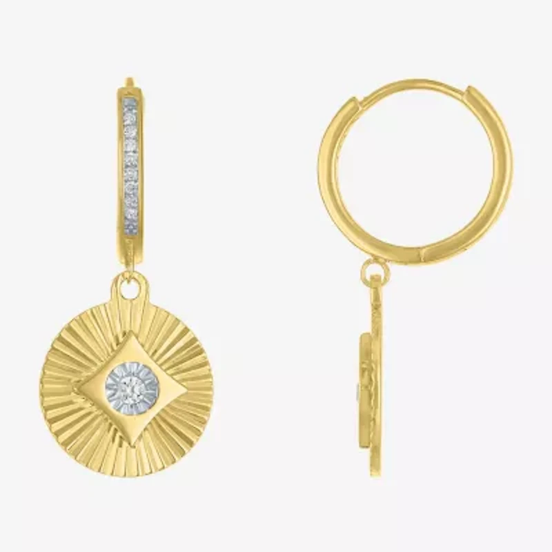 Diamond Addiction (G-H / I1-I2) Womens 1/7 CT. T.W. Lab Grown White Diamond 14K Gold Over Silver Sterling Silver Round Drop Earrings