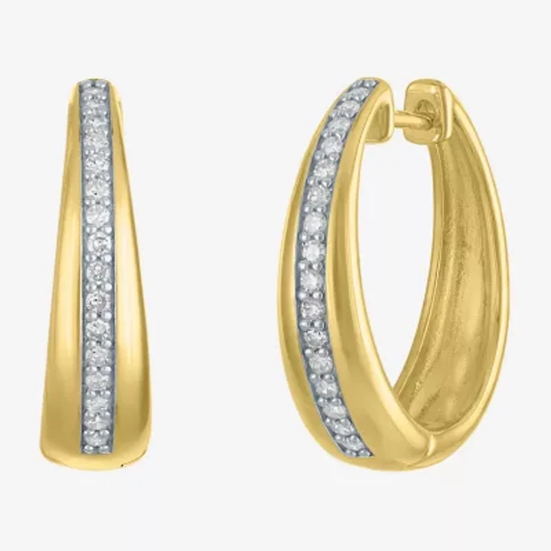 Diamond Addiction (G-H / I1-I2) Womens 1/ CT. T.W. Lab Grown White Diamond 14K Gold Over Silver Sterling Silver 20mm Hoop Earrings