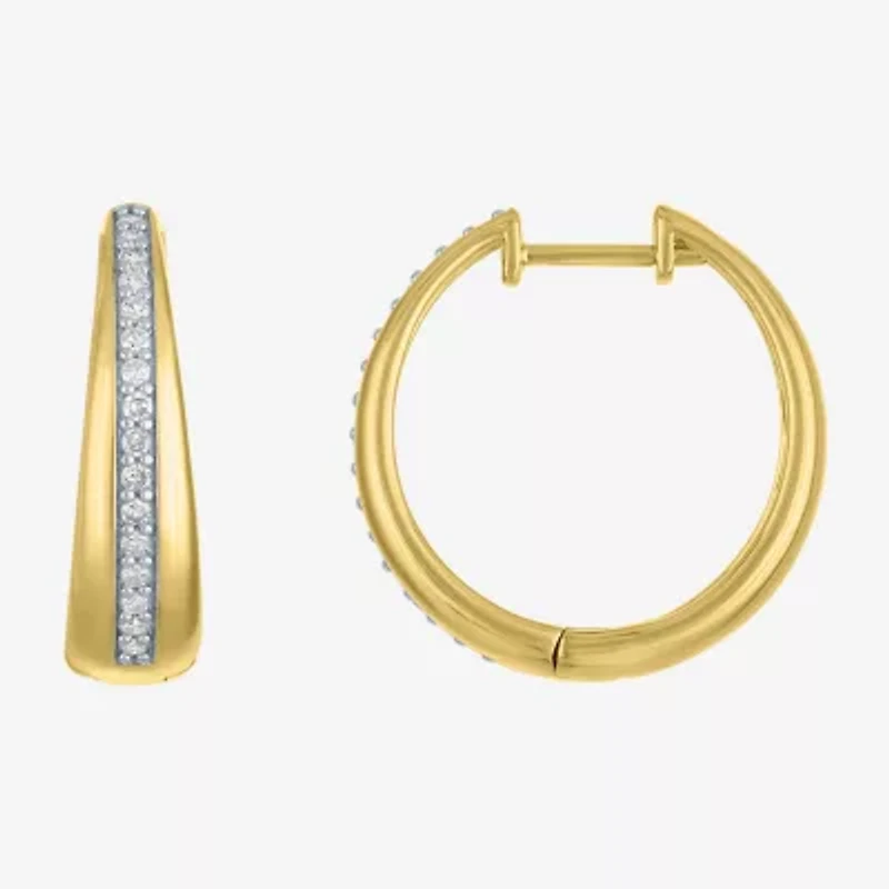 Diamond Addiction (G-H / I1-I2) Womens 1/ CT. T.W. Lab Grown White Diamond 14K Gold Over Silver Sterling Silver 20mm Hoop Earrings