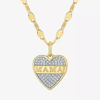 Diamond Addiction "Mama" (G-H) Womens 1/10 CT. T.W. Lab Grown White Diamond 14K Gold Over Silver Sterling Silver Heart 16 Inch Pendant Necklace