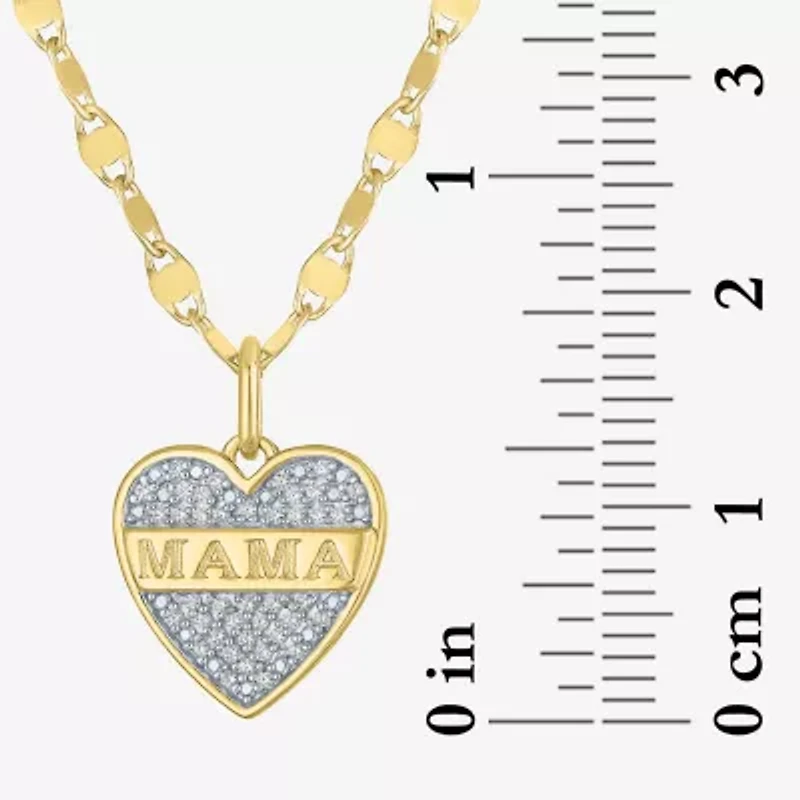 Diamond Addiction "Mama" (G-H) Womens 1/10 CT. T.W. Lab Grown White Diamond 14K Gold Over Silver Sterling Silver Heart 16 Inch Pendant Necklace
