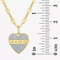 Diamond Addiction "Mama" (G-H) Womens 1/10 CT. T.W. Lab Grown White Diamond 14K Gold Over Silver Sterling Silver Heart 16 Inch Pendant Necklace