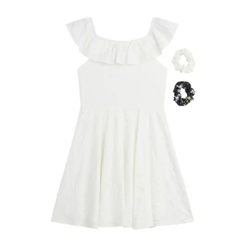 Byer California Big Kid Girls Sleeveless Flutter Sleeve A-Line Dress