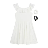 Byer California Big Kid Girls Sleeveless Flutter Sleeve A-Line Dress