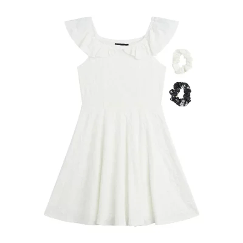 Byer California Big Kid Girls Sleeveless Flutter Sleeve A-Line Dress