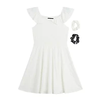 Byer California Big Kid Girls Sleeveless Flutter Sleeve A-Line Dress