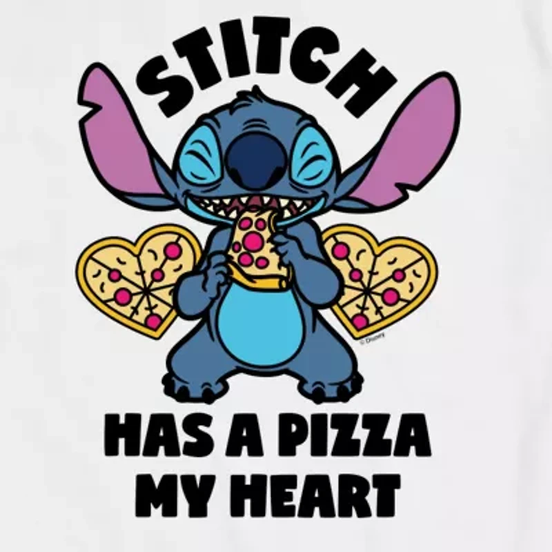 Mens Crew Neck Short Sleeve Lilo & Stitch Valentine's Day T-Shirt