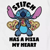 Mens Crew Neck Short Sleeve Lilo & Stitch Valentine's Day T-Shirt
