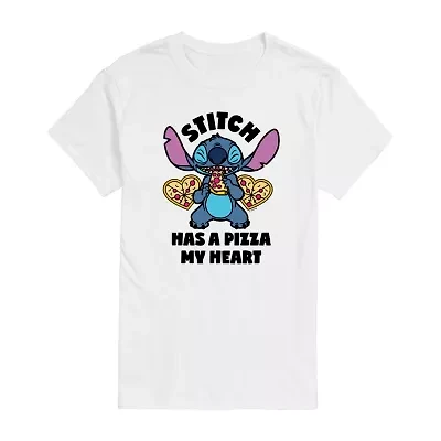 Mens Crew Neck Short Sleeve Lilo & Stitch Valentine's Day T-Shirt