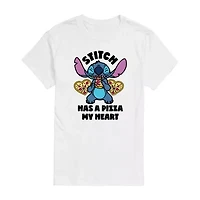 Mens Crew Neck Short Sleeve Lilo & Stitch Valentine's Day T-Shirt